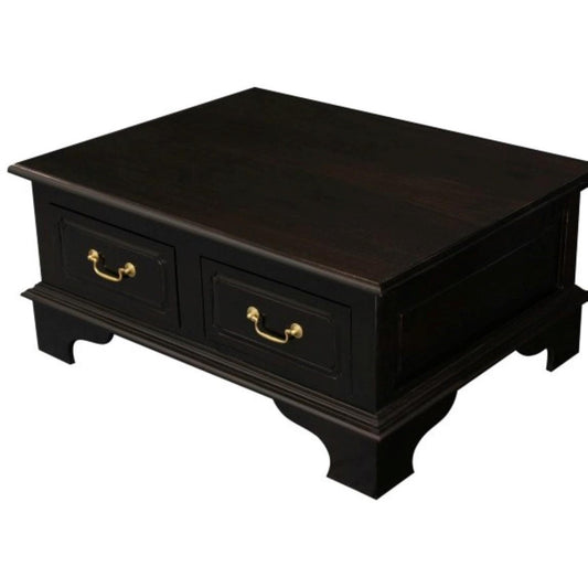 KLEVERSON SOLID MAHOGANY RECTANGULAR COFFEE TABLE 4 DRAWERS IN CHOCOLATE - MyChocolateWood