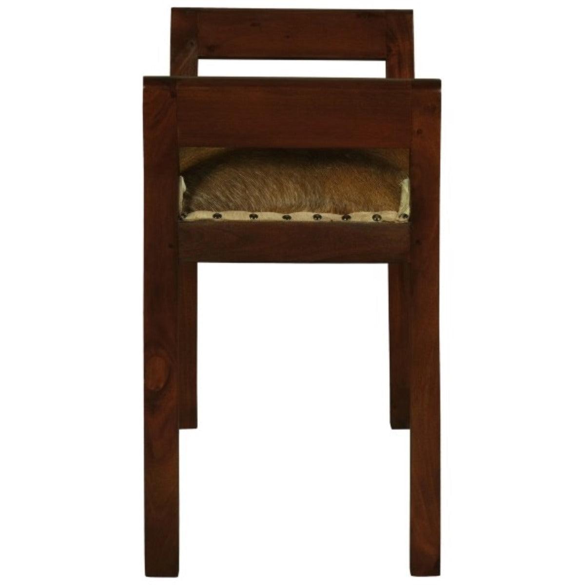 DAISY SOLID MAHOGANY TIMBER SINGLE BENCH WITH GOAT HIDE SEAT - MyChocolateWood