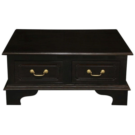 KLEVERSON SOLID MAHOGANY RECTANGULAR COFFEE TABLE 4 DRAWERS IN CHOCOLATE - MyChocolateWood