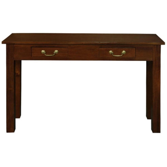 STRAIGHT LEG SOLID MAHOGANY TIMBER CONSOLE TABLE/HALL TABLE WITH 2 DRAWERS IN MAHOGANY COLOUR 120CM - MyChocolateWood