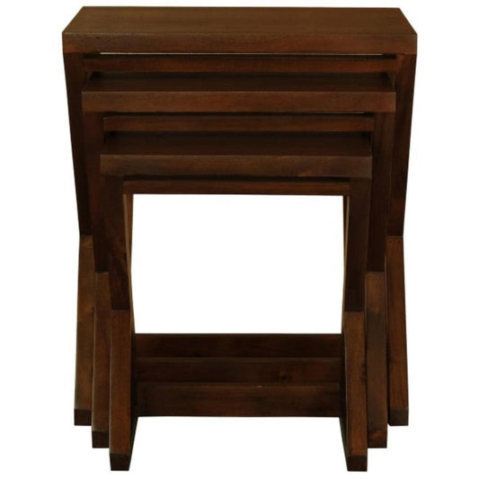 BRESCIA SOLID MAHOGANY NEST OF TABLES/SET OF 3 SMALL SOLID MAHOGANY TABLES IN MAHOGANY - MyChocolateWood