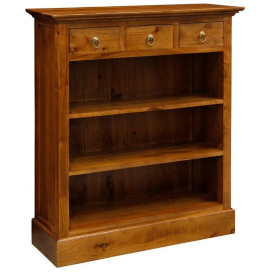 ADELAIDE SOLID MAHOGANY TIMBER 3 DRAWERS & 3 SHELVES BOOKCASE IN LIGHT PECAN - MyChocolateWood