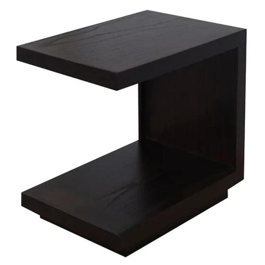 CARDEW SOLID WHITE CEDAR TIMBER C- SHAPE SIDE TABLE, WALNUT - MyChocolateWood