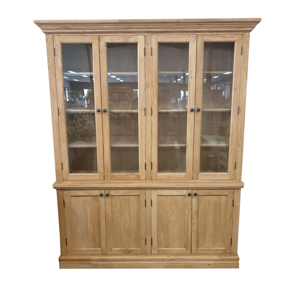 BORDEAUX DISPLAY BUFFET & HUTCH CABINET IN RECLAIMED ELM - MyChocolateWood