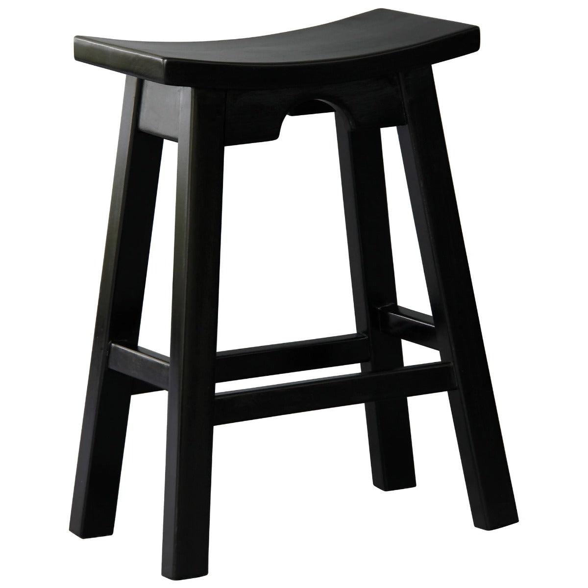 AMELIA SOLID MAHOGANY KITCHEN BAR STOOL BLACK - MyChocolateWood