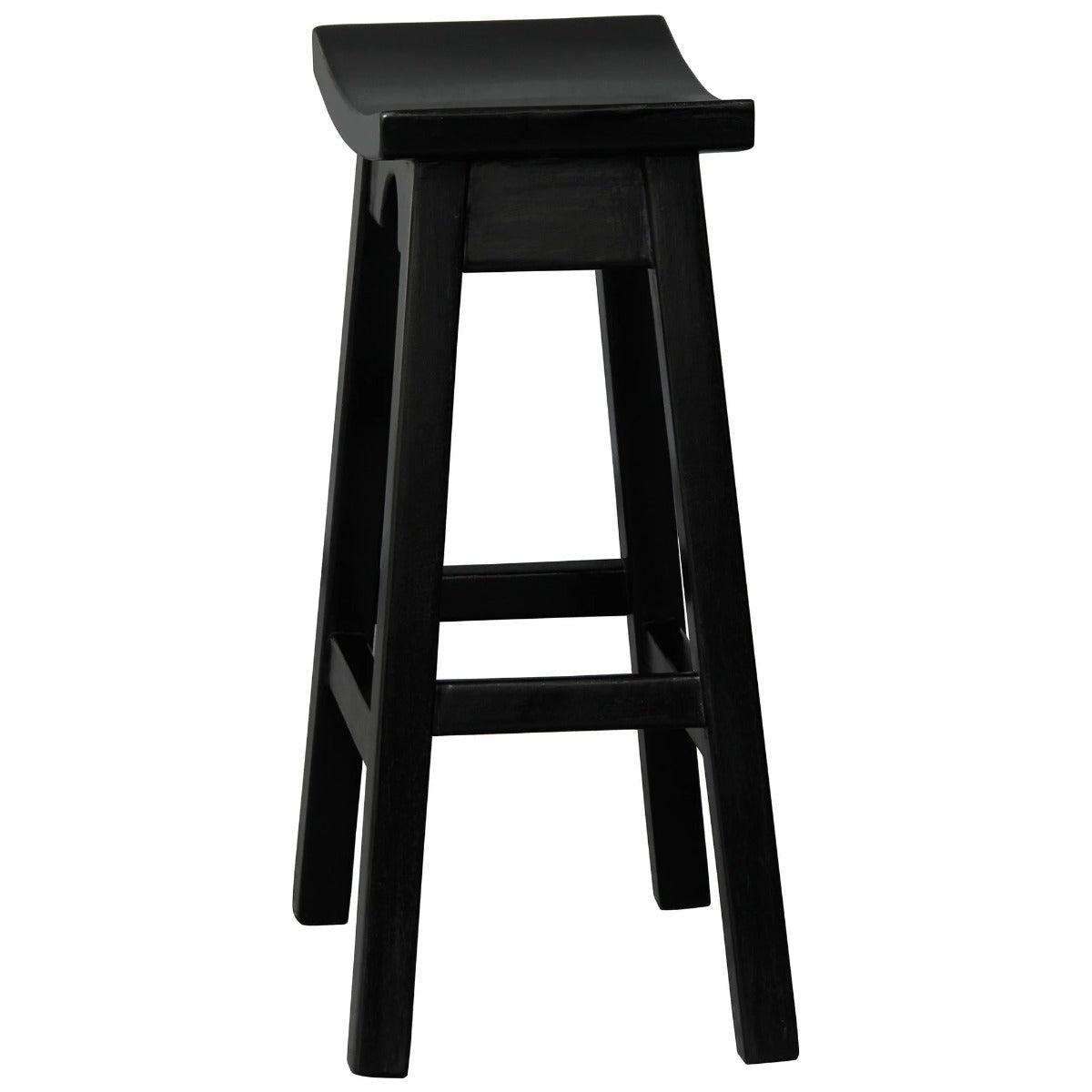 AMELIA SOLID MAHOGANY KITCHEN BAR STOOL BLACK - MyChocolateWood