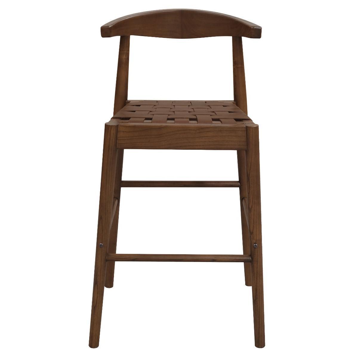 ELLIOT OAK BARSTOOL WITH GENUINE WOVEN LEATHER WALNUT