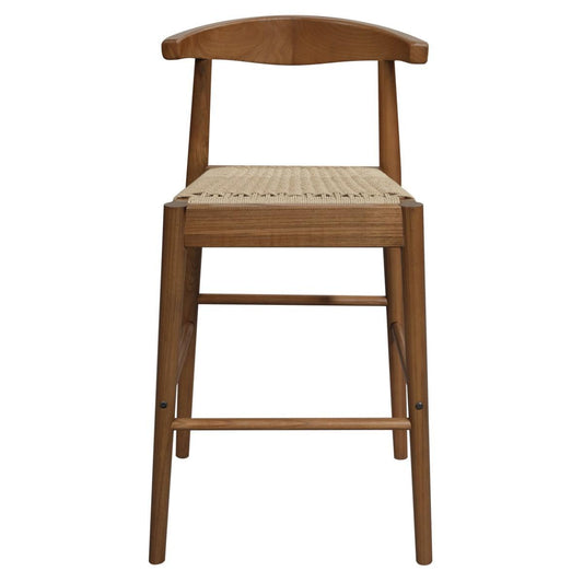 ARDEN SOLID OAK BARSTOOL WITH WOVEN LOOM SEAT ALMOND - MyChocolateWood