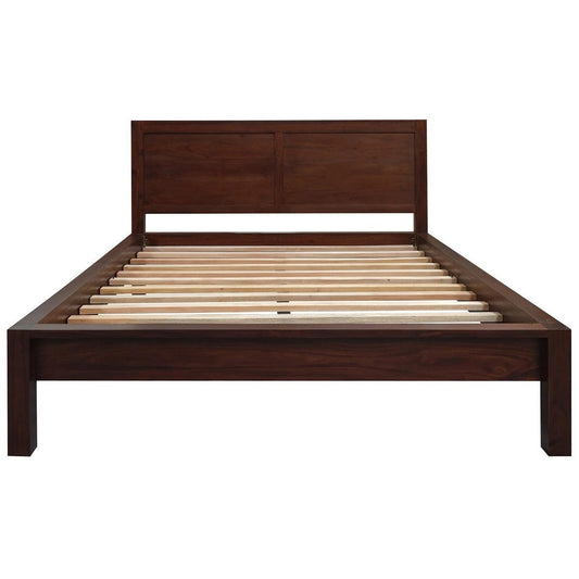 TANAKA SOLID MAHOGANY TIMBER QUEEN SIZE BED IN MAHOGANY COLOUR - MyChocolateWood