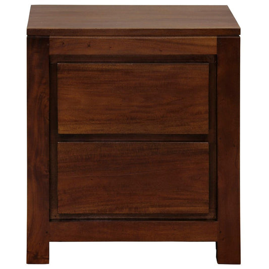 TANAKA SOLID MAHOGANY TIMBER BEDSIDE TABLE WITH 2 DRAWERS IN MAHOGANY COLOUR - MyChocolateWood