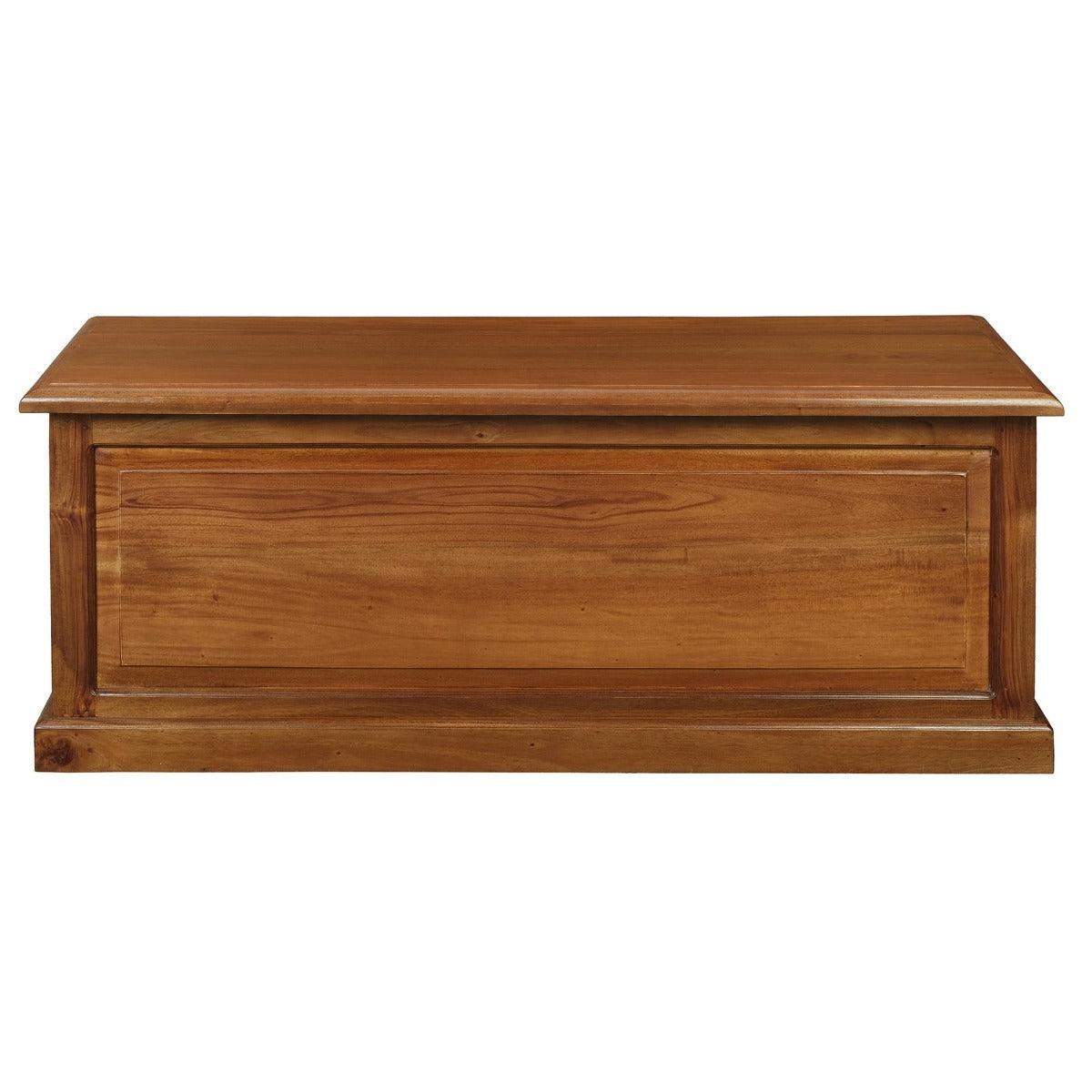 NORA MEDIUM SOLID MAHOGANY TIMBER BLANKET BOX IN LIGHT PECAN - MyChocolateWood
