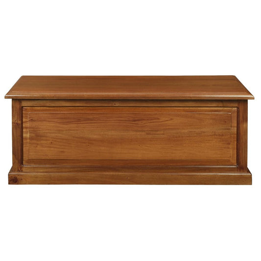 NORA MEDIUM SOLID MAHOGANY TIMBER BLANKET BOX IN LIGHT PECAN - MyChocolateWood