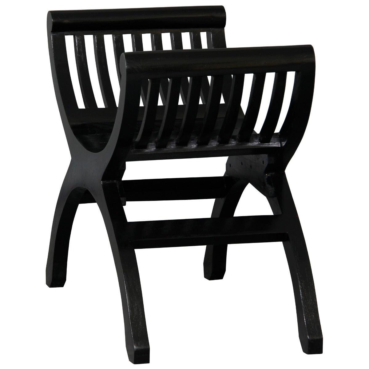 CHENGLEI OPIUM STYLE LEG SINGLE SEATER FULL TIMBER BENCH IN BLACK - MyChocolateWood