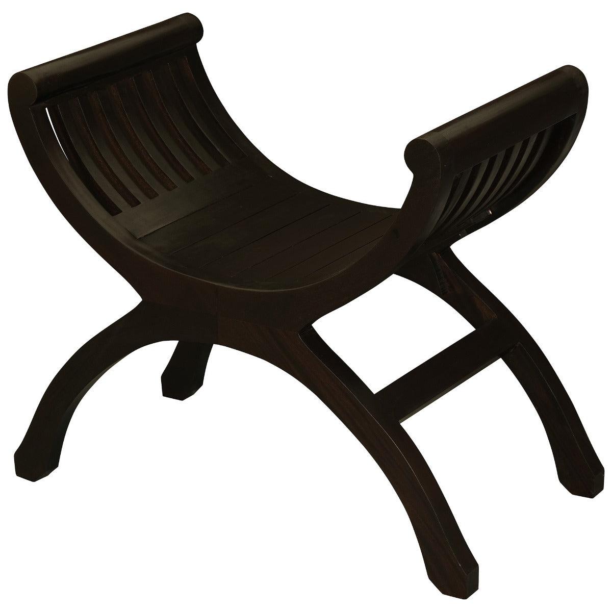 CHENGLEI OPIUM STYLE LEG SINGLE SEATER FULL TIMBER BENCH IN CHOCOLATE - MyChocolateWood