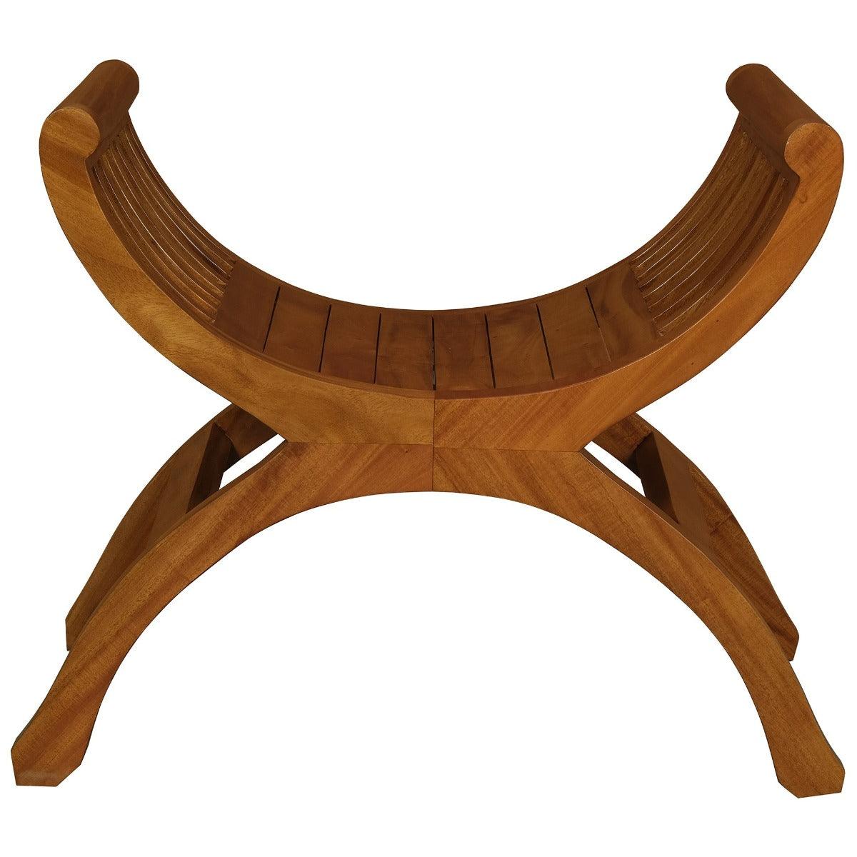 CHENGLEI OPIUM STYLE LEG SINGLE SEATER FULL TIMBER BENCH IN LIGHT PECAN - MyChocolateWood