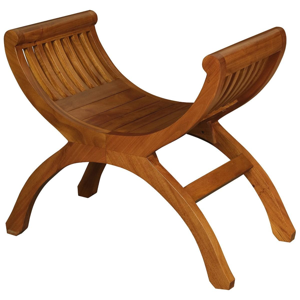 CHENGLEI OPIUM STYLE LEG SINGLE SEATER FULL TIMBER BENCH IN LIGHT PECAN - MyChocolateWood