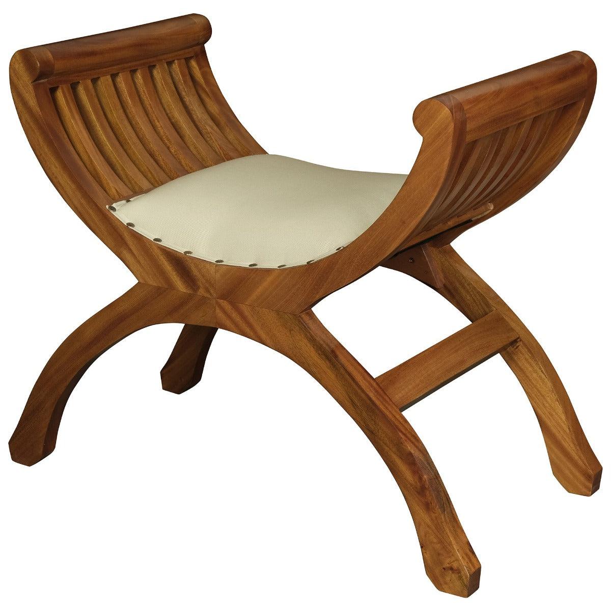 CHENGLEI OPIUM STYLE LEG SINGLE SEATER CUSHIONED BENCH IN LIGHT PECAN - MyChocolateWood