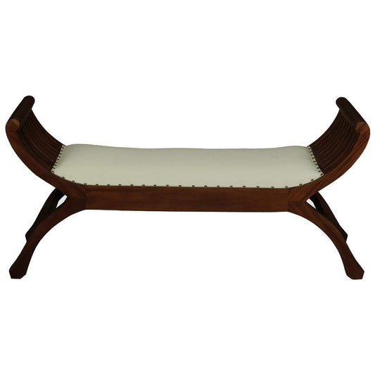CHENGLEI OPIUM STYLE LEG 2-SEATER CUSHIONED BENCH IN MAHOGANY - MyChocolateWood