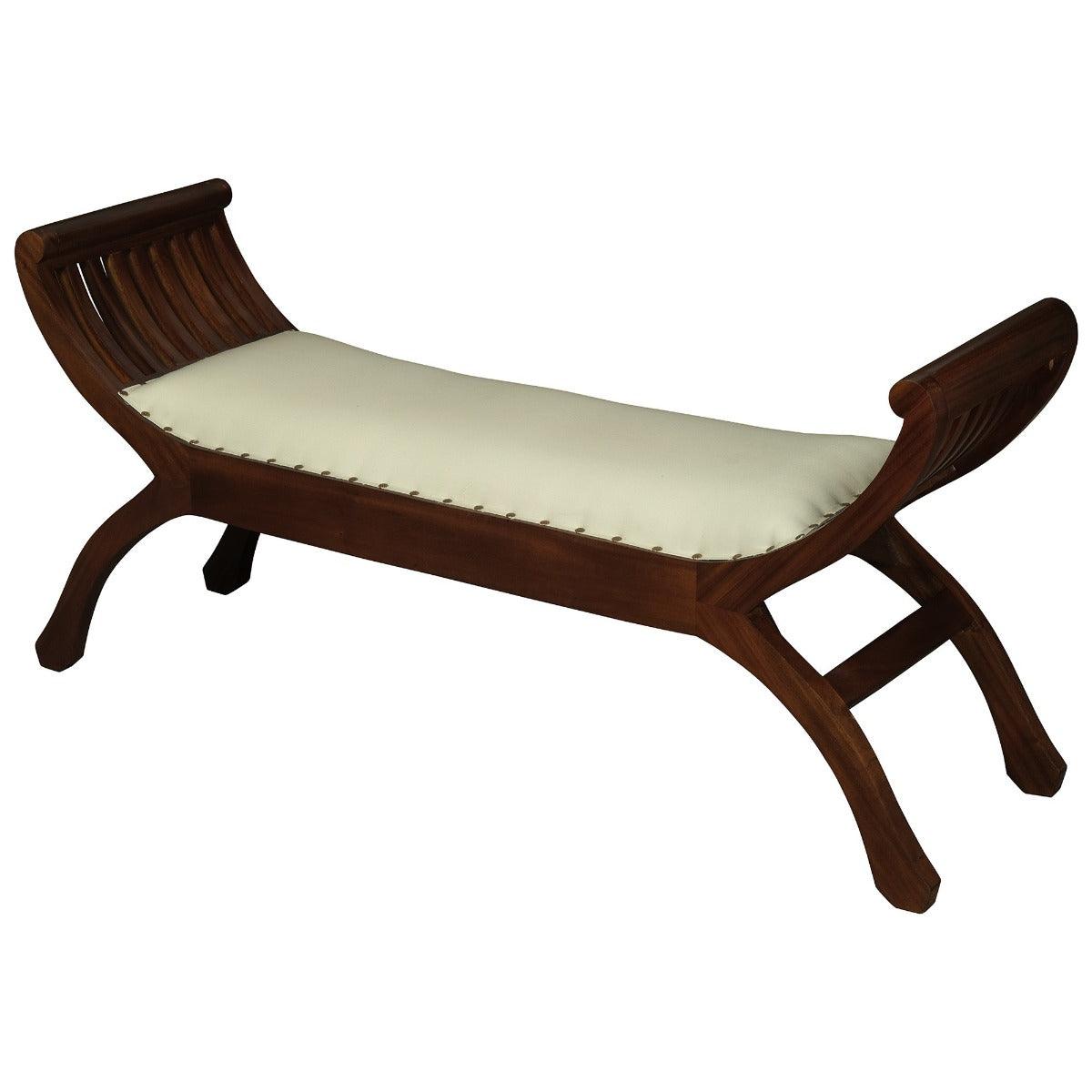 CHENGLEI OPIUM STYLE LEG 2-SEATER CUSHIONED BENCH IN MAHOGANY - MyChocolateWood
