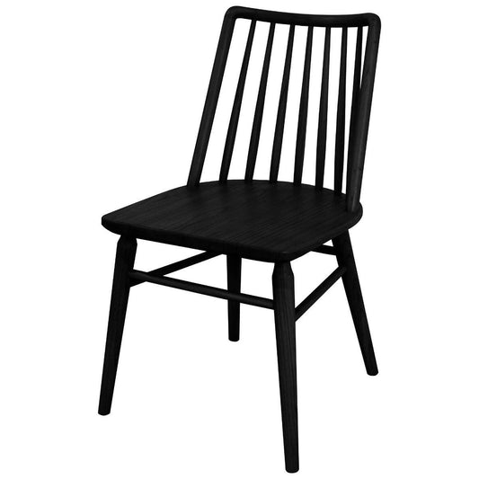 RIVIERA SOLID OAK DINING CHAIRS IN BLACK SET OF 2 - MyChocolateWood