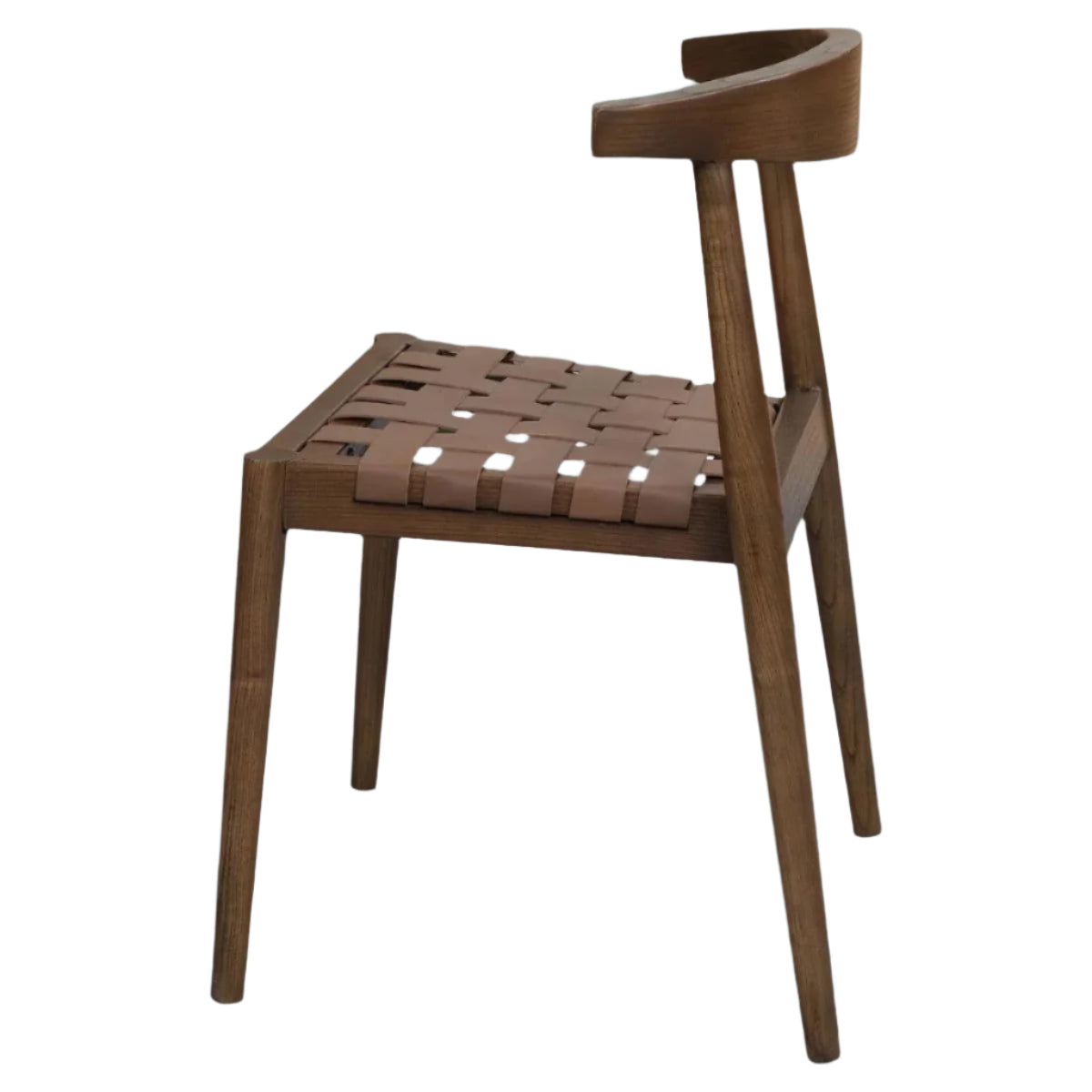 ELLIOT OAK DINING CHAIR WITH GENUINE WOVEN LEATHER WALNUT