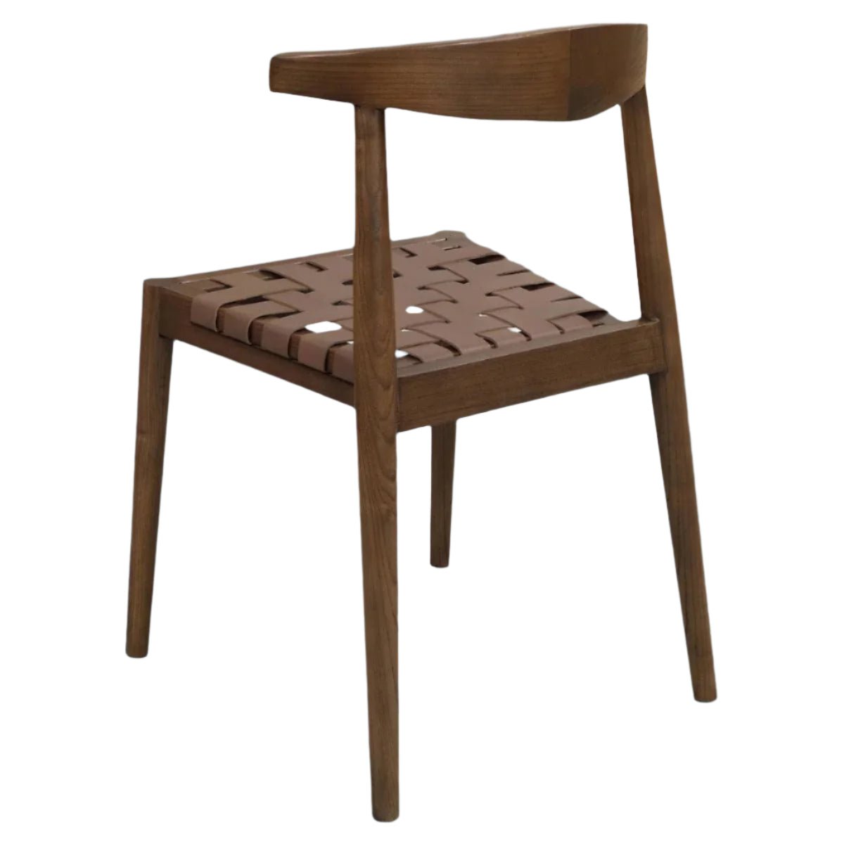 ELLIOT OAK DINING CHAIR WITH GENUINE WOVEN LEATHER WALNUT