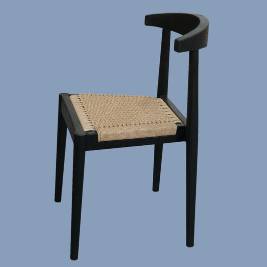 ARDEN SOLID OAK DINING CHAIR WITH WOVEN LOOM SEAT BLACK - MyChocolateWood