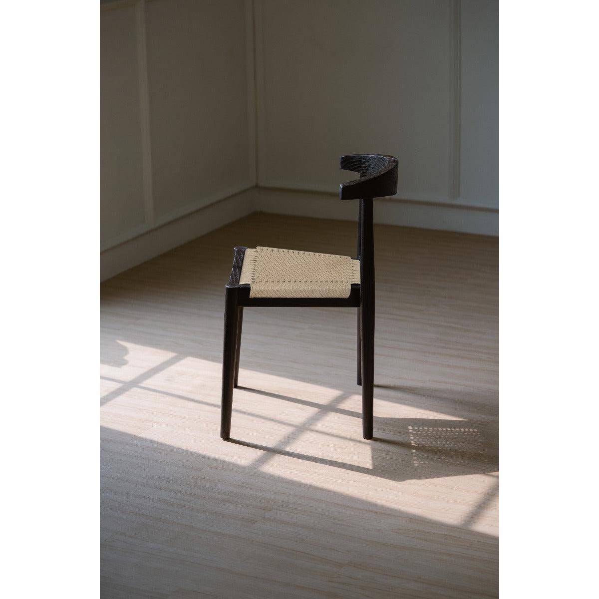 ARDEN SOLID OAK DINING CHAIR WITH WOVEN LOOM SEAT BLACK - MyChocolateWood