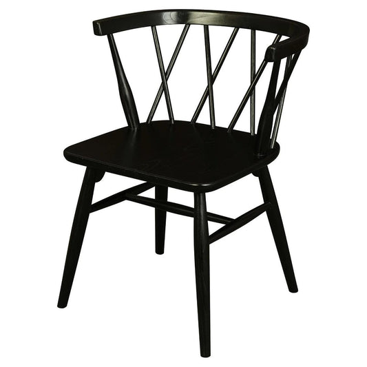 SIERRA SOLID OAK DINING CHAIRS IN BLACK SET OF 2 - MyChocolateWood