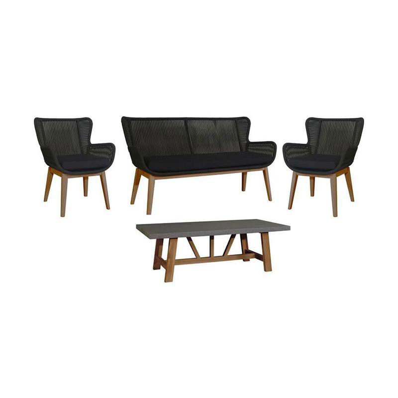 ALANYA HAMPTON OUTDOOR 4-PIECE LOUNGE SETTING SOFA SET - MyChocolateWood