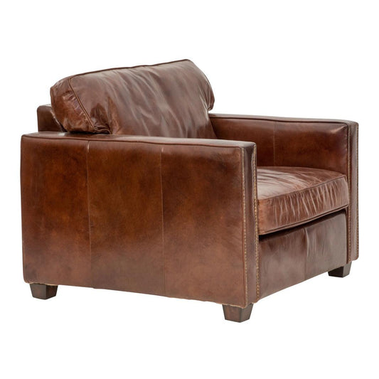 ROXIE AGED LEATHER SINGLE ARMCHAIR IN TOP GRAIN COW HIDE - MyChocolateWood