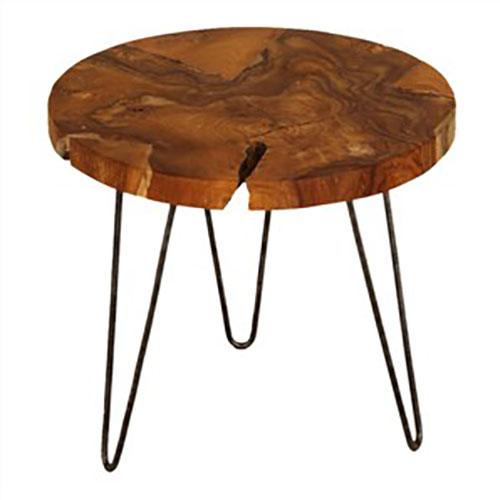 Top Root Teak Iron Leg Sofa Table - 55cm - MyChocolateWood