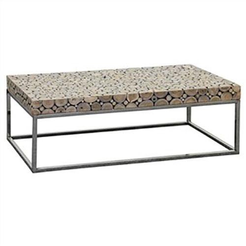 Iberia Driftwood and Stainless Steel Coffee Table 120CM - MyChocolateWood