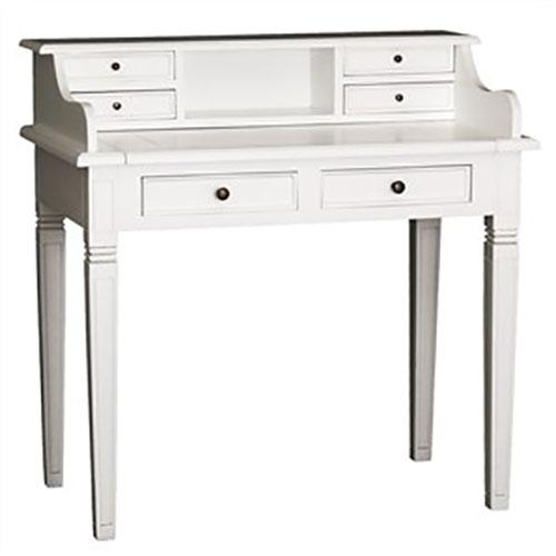 MALLORY SOLID MAHOGANY TIMBER 6-DRAWER SECRETARY DESK IN WHITE - MyChocolateWood