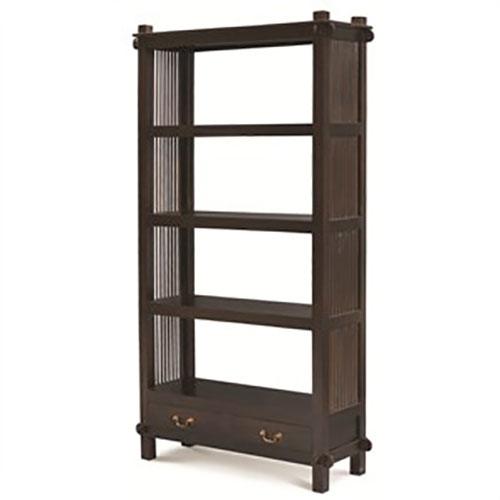 Three-Shelf + 2 Drawers Solid Mahogany Open Bookcase - Chocolate - MyChocolateWood