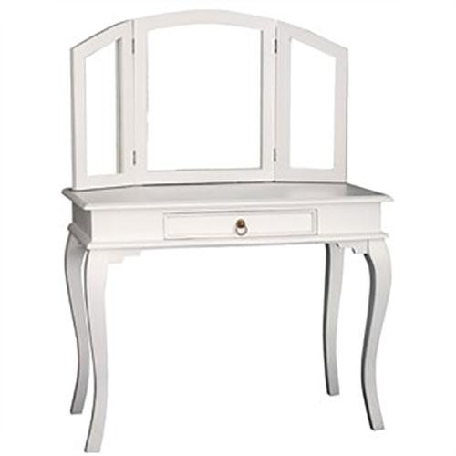 QUEEN ANN WHITE DRESSING TABLE WITH MIRROR IN SOLID MAHOGANY - MyChocolateWood