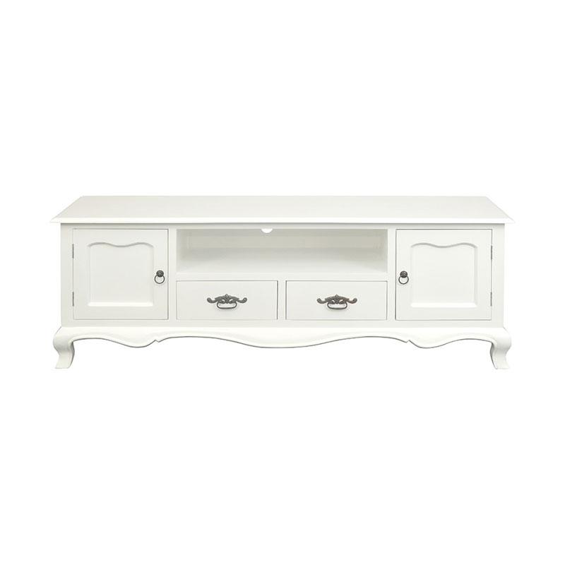 ELODIE SOLID MAHOGANY ETU/TV UNIT 2 DOORS 2 DRAWERS WHITE 168CM - MyChocolateWood