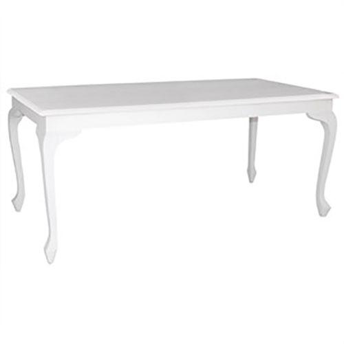 QUEEN ANNE WHITE DINING TABLE IN SOLID MAHOGANY 180CM - MyChocolateWood