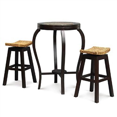 Ornament Solid Mahogany Bar Table and 2 Stools in Chocolate - MyChocolateWood