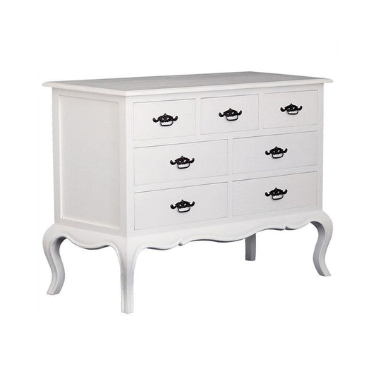 ELODIE 7 DRAWER DRESSER/CHEST OF 7 DRAWERS IN SOLID MAHOGANY WHITE - MyChocolateWood