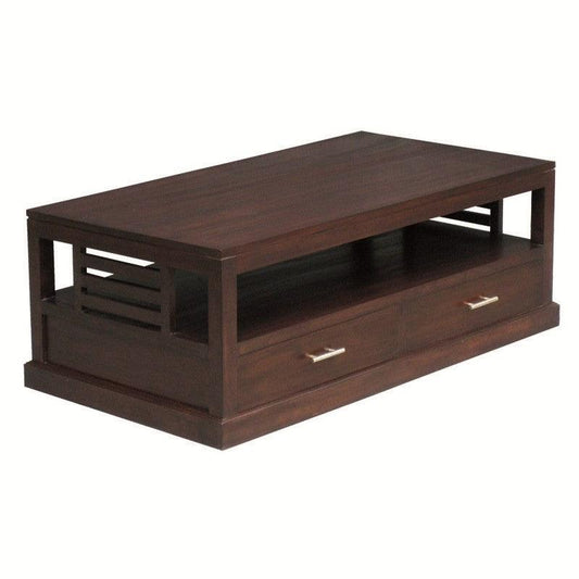 EBONY SOLID MAHOGANY COFFEE TABLE 4 DRAWER CHOCOLATE COLOUR - MyChocolateWood