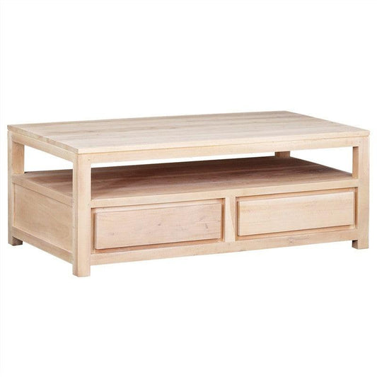TANAKA SOLID MAHOGANY 4 DRAWERS MAHOGANY COFFEE TABLE IN WHITE WASH - MyChocolateWood