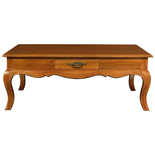 ELODIE 2 DRAWERS COFFEE TABLE IN SOLID MAHOGANY- LIGHT PECAN - MyChocolateWood