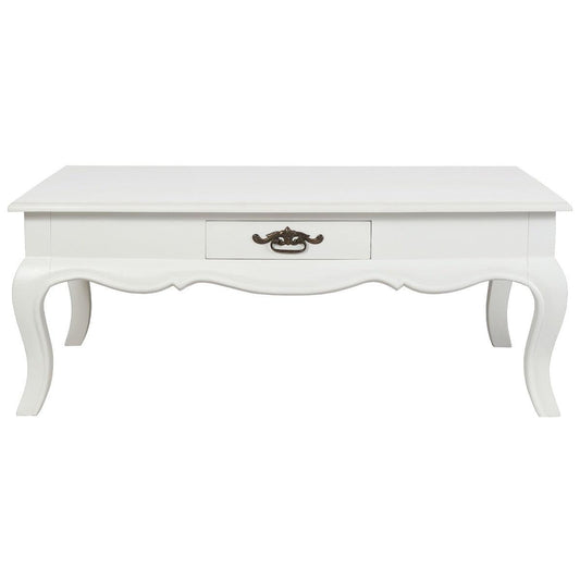 ELODIE 2-DRAWER COFFEE TABLE IN SOLID MAHOGANY- WHITE - MyChocolateWood