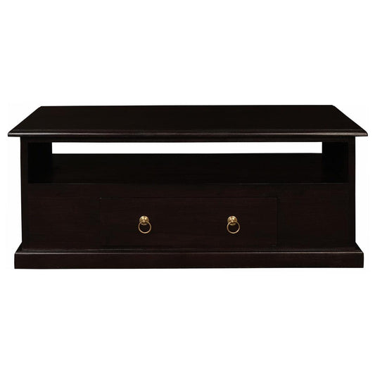 DALE SOLID MAHOGANY 2-DRAWER COFFEE TABLE IN CHOCOLATE 100CM - MyChocolateWood