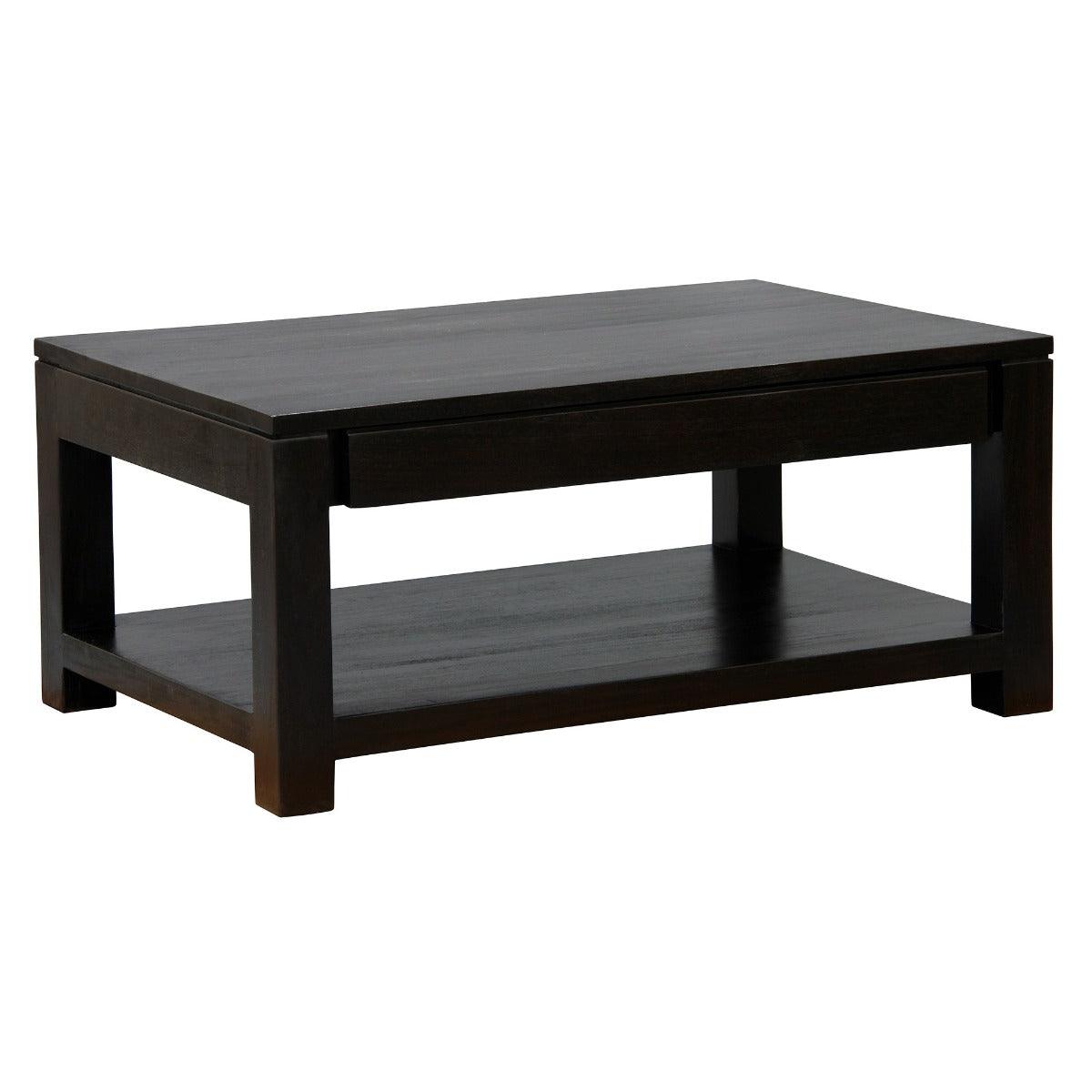 TANAKA SOLID MAHOGANY DOUBLE FACED MAHOGANY COFFEE TABLE 2 DRAWERS IN CHOCOLATE - MyChocolateWood