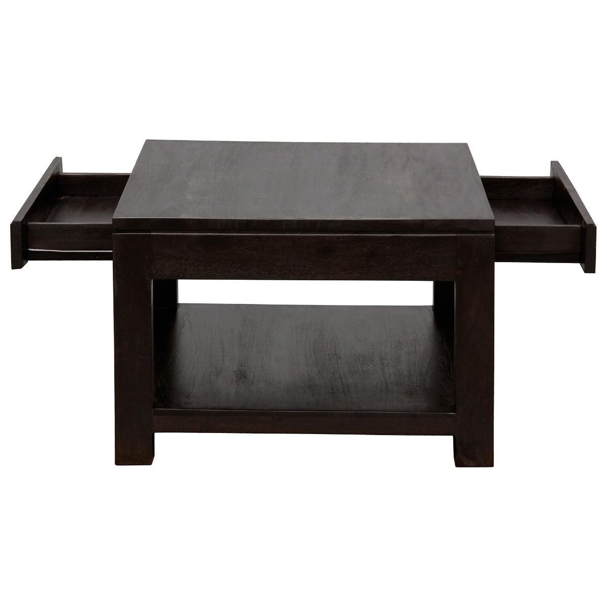 TANAKA SOLID MAHOGANY DOUBLE FACED MAHOGANY COFFEE TABLE 2 DRAWERS IN CHOCOLATE - MyChocolateWood