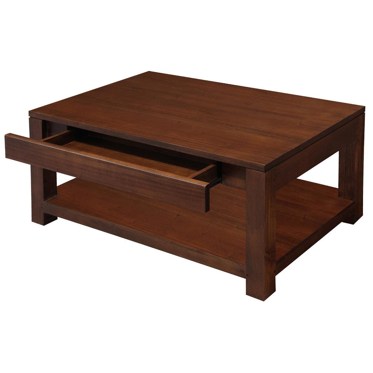 TANAKA SOLID MAHOGANY 2 DRAWERS DOUBLE FACED MAHOGANY COFFEE TABLE IN MAHOGANY - MyChocolateWood
