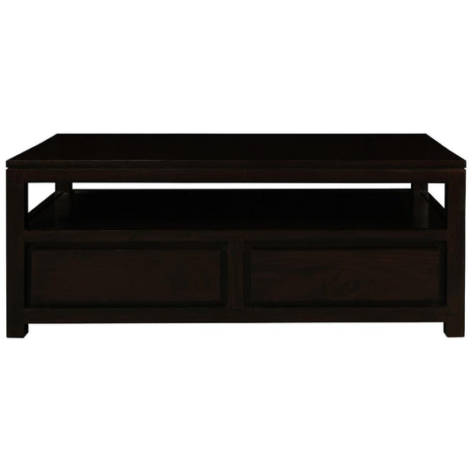TANAKA SOLID MAHOGANY COFFEE TABLE - 4 DRAWERS - IN CHOCOLATE COLOUR - MyChocolateWood