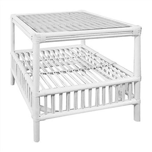SHIPTON GLASS TOP RATTAN SIDE TABLE IN WHITE - MyChocolateWood